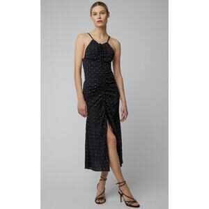 Alice McCall Oscar Black Polka Dot Ruched Halter Slit Mermaid Dress Size 10